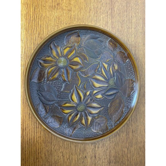 Vintage MCM Round Floral Plastic 3D Tray Japan GUC - Picture 5 of 6